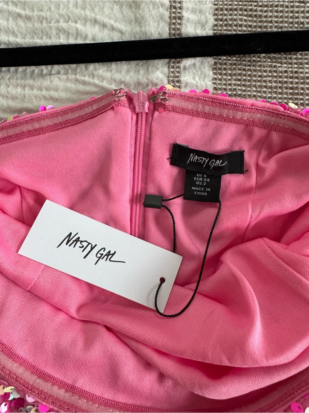 Nasty Gal Pink Sequin Strapless Mini Dress - Picture 3 of 3